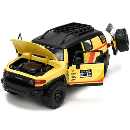 Toyota FJ Cruiser #938 Cream with Matt Black Top with Roof Rack and Stripes "KC Hilites" with Extra Wheels "Just Trucks" Series 1/24 Diecast Model Car by Jada