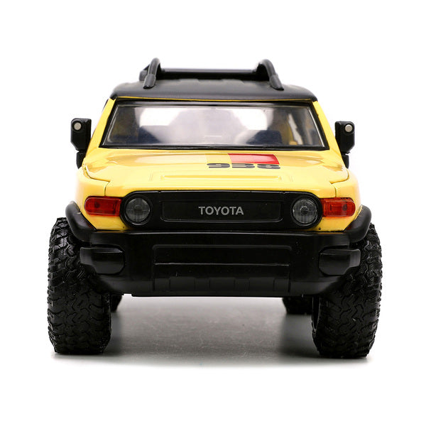 Toyota FJ Cruiser #938 Cream with Matt Black Top with Roof Rack and Stripes "KC Hilites" with Extra Wheels "Just Trucks" Series 1/24 Diecast Model Car by Jada