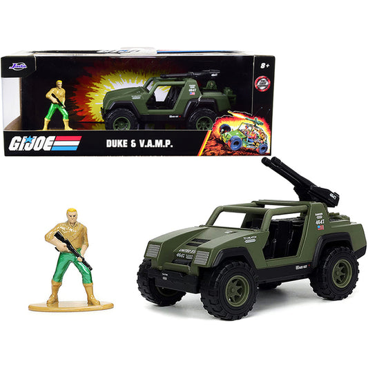 V.A.M.P. Olive Green and Duke Diecast Figurine "G.I. Joe" "Hollywood Rides" Series 1/32 Diecast Model Car by Jada