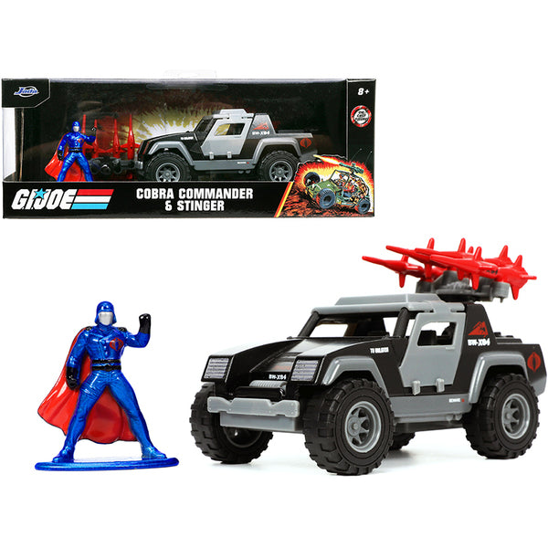 Stinger with Missile Launcher and Cobra Commander Diecast Figurine "G.I. Joe" "Hollywood Rides" Series 1/32 Diecast Model Car by Jada