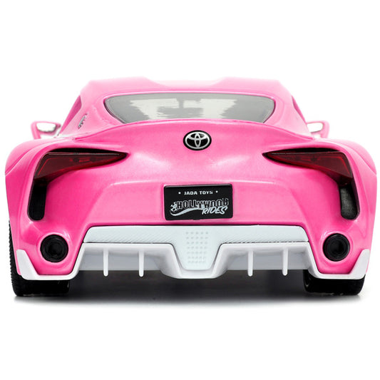 Toyota FT-1 Concept Pink Metallic and Pink Ranger Diecast Figurine "Power Rangers" "Hollywood Rides" Series 1/24 Diecast Model Car by Jada