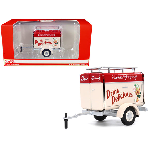 Travel Trailer Cream with Red Top "Pause and Refresh Yourself Drink Delicious Coca-Cola" 1/24 Diecast Model Car by Motor City Classics