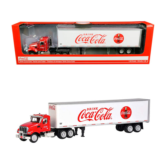 Truck Tractor with 53' Trailer "Drink Coca-Cola" Red and White 1/50 Diecast Model by Motorcity Classics