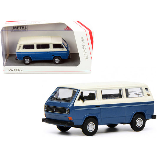 Volkswagen T3 Bus Dark Blue and White 1/64 Diecast Model by Schuco