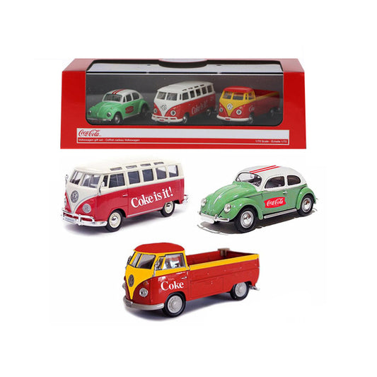 Volkswagen "Coca-Cola" Gift Set of 3 pieces 1/72 Diecast Model Cars by Motorcity Classics