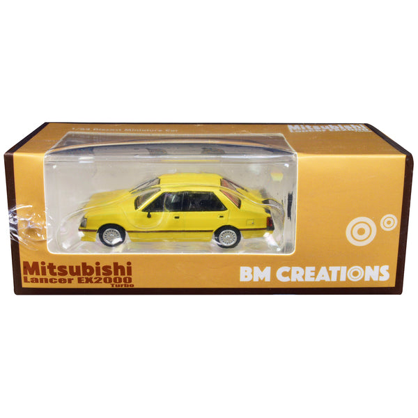 Mitsubishi Lancer EX2000 Turbo Yellow with Stripes with Extra Wheels 1/64 Diecast Model Car by BM Creations