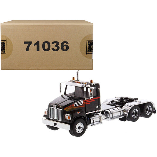 Western Star 4700 SF Tandem Day Cab Tractor Metallic Black 1/50 Diecast Model by Diecast Masters