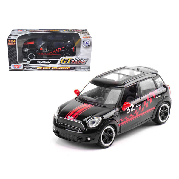 Mini Cooper S Countryman #32 Black with Red Graphics "GT Racing" Series 1/24 Diecast Model Car by Motormax