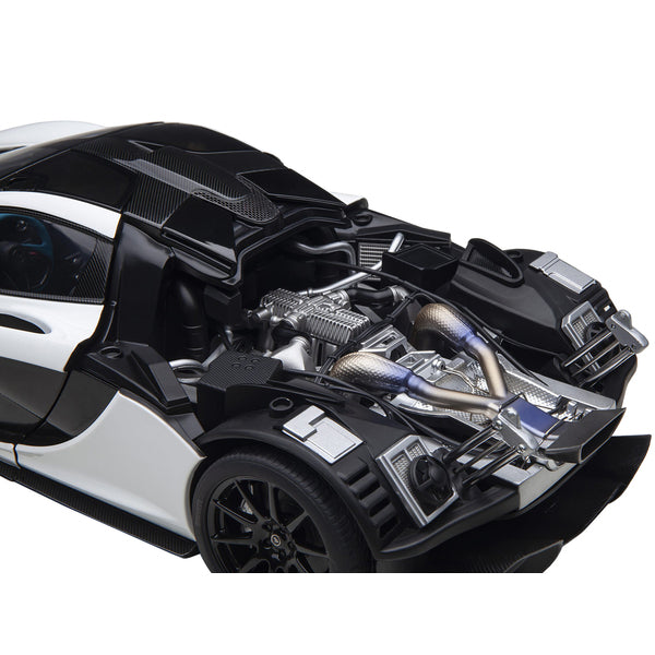 McLaren P1 Alaskan Diamond White with Blue and Black Interior 1/18 Model Car by Autoart