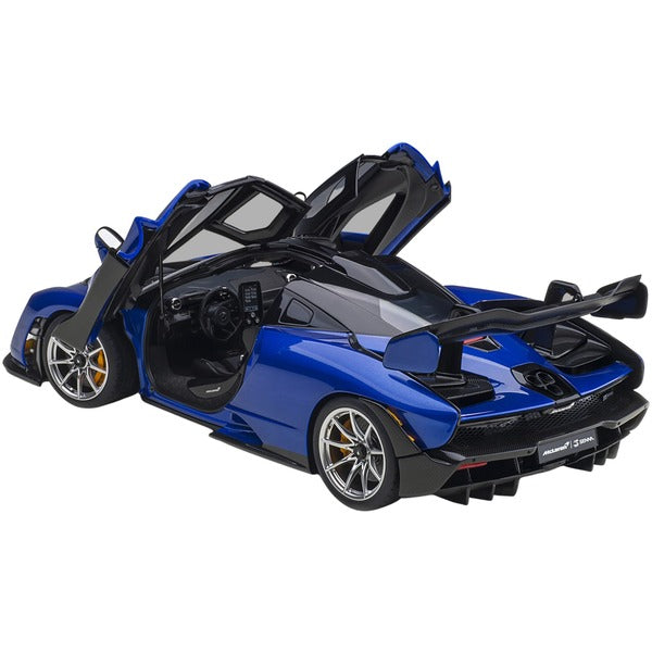 Mclaren Senna Trophy Kyanos Blue and Black with Carbon Accents 1/18 Model Car by Autoart