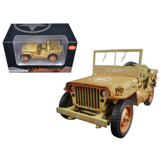 US Army Vehicle WWII Desert Sand Weathered Version 1/18 Diecast Model Car by American Diorama