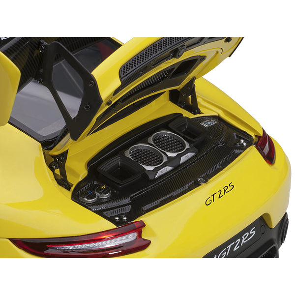 Porsche 911 (991.2) GT2 RS Weissach Package Racing Yellow with Carbon Stripes 1/18 Model Car by Autoart