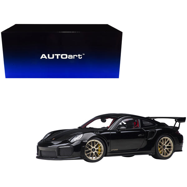 Porsche 911 (991.2) GT2 RS Weissach Package Black with Carbon Stripes 1/18 Model Car by Autoart