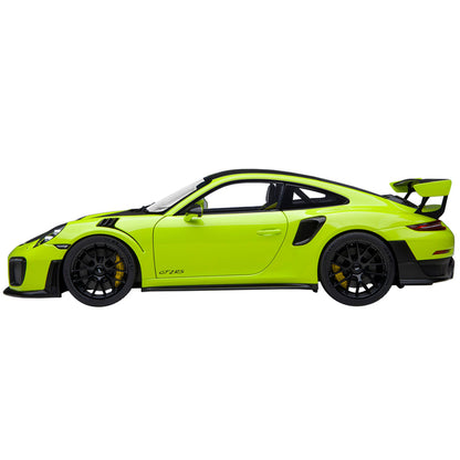 Porsche 911 (991.2) GT2 RS Weissach Package Acid Green with Carbon Stripes 1/18 Model Car by Autoart