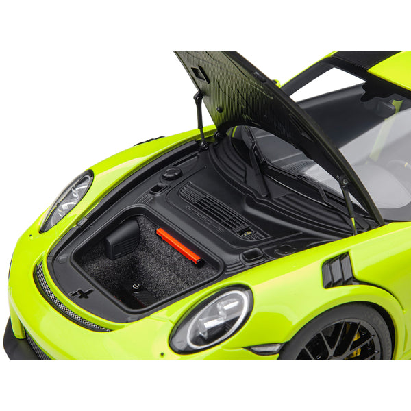 Porsche 911 (991.2) GT2 RS Weissach Package Acid Green with Carbon Stripes 1/18 Model Car by Autoart