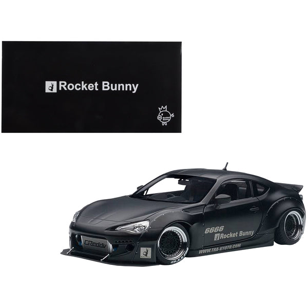 Rocket Bunny Toyota 86 Matt Black with Black Wheels 1/18 Model Car by Autoart