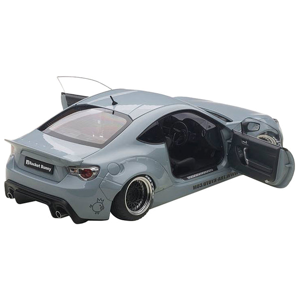 Toyota 86 Rocket Bunny RHD (Right Hand Drive) Concrete Gray with Graphics and Black Wheels 1/18 Model Car by Autoart