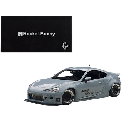 Toyota 86 Rocket Bunny RHD (Right Hand Drive) Concrete Gray with Graphics and Black Wheels 1/18 Model Car by Autoart