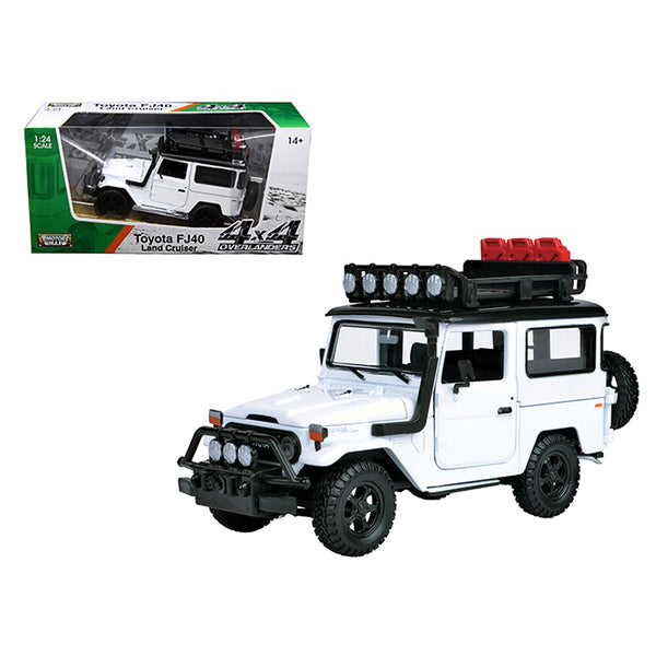 Toyota FJ40 Land Cruiser White "4x4 Overlanders" Series 1/24 Diecast Model Car by Motormax