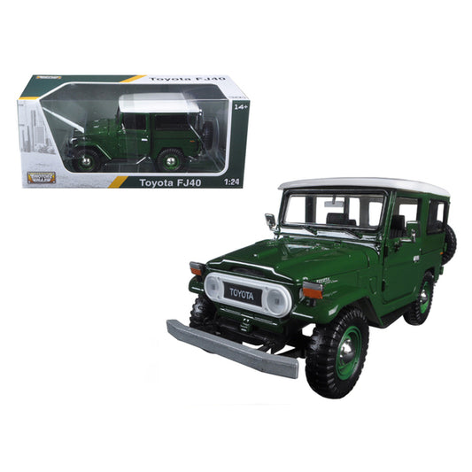 Toyota FJ40 Dark Green with White Top 1/24 Diecast Model Car by Motormax