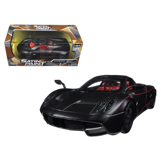 Pagani Huayra Matt Black with Red Interior 1/24 Diecast Model Car by Motormax