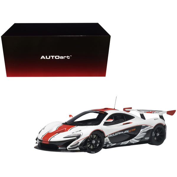 Mclaren P1 GTR Gloss White with Red Stripes 1/18 Model Car by Autoart