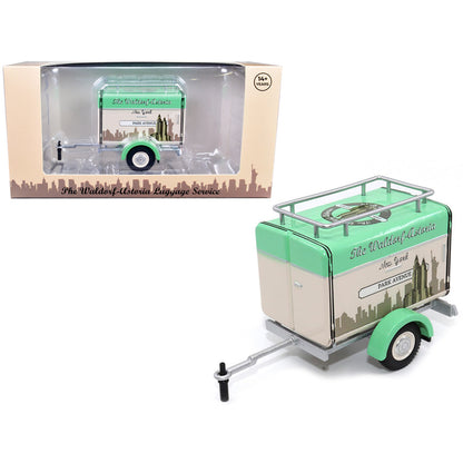 Travel Trailer Beige with Light Green Top "The Waldorf-Astoria Luggage Service New York - Park Avenue" 1/24 Diecast Model Car by Motor City Classics