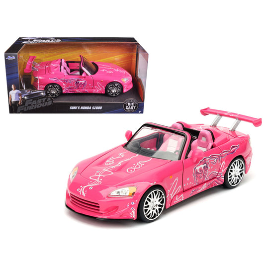 Suki's 2001 Honda S2000 Convertible Pink with Graphics "Fast & Furious" Movie 1/24 Diecast Model Car by Jada