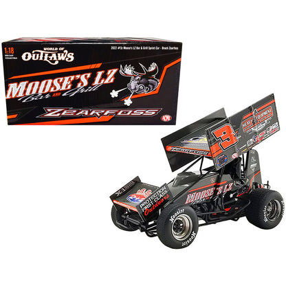 Winged Sprint Car #3Z Brock Zearfoss "Moose's LZ Bar and Grill" Brock Zearfoss Racing "World of Outlaws" (2022) 1/18 Diecast Model Car by ACME