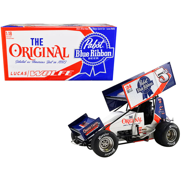 Winged Sprint Car #5W Lucas Wolfe "Pabst Blue Ribbon" Allebach Racing "World of Outlaws" (2022) 1/18 Diecast Model Car by ACME