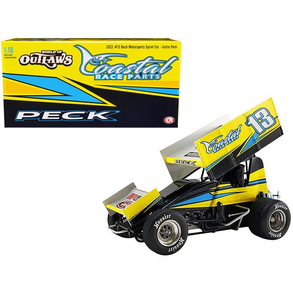 Winged Sprint Car #13 Justin Peck "Coastal Race Parts" Buch Motorsports "World of Outlaws" (2022) 1/18 Diecast Model Car by ACME