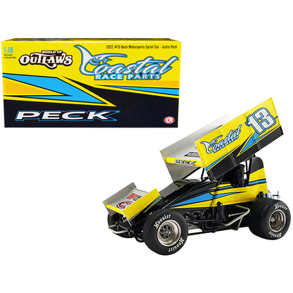 Winged Sprint Car #13 Justin Peck "Coastal Race Parts" Buch Motorsports "World of Outlaws" (2022) 1/18 Diecast Model Car by ACME