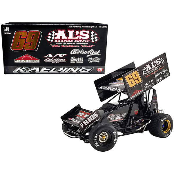 Winged Sprint Car #69 Bud Kaeding "Al's Roofing Supplies" Kaeding Performance "World of Outlaws" (2022) 1/18 Diecast Model Car by ACME