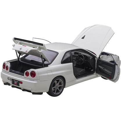 Nissan Skyline GT-R (R34) V-Spec II RHD (Right Hand Drive) White Pearl 1/18 Model Car by Autoart