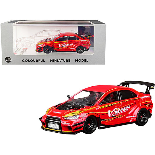 Mitsubishi Lancer Evolution X CZ4A Ver. 2 Wide Body RHD (Right Hand Drive) "Varis" Red with Graphics 1/64 Diecast Model Car by CM Models