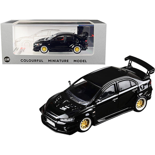 Mitsubishi Lancer Evolution X CZ4A Ver. 2 Wide Body RHD (Right Hand Drive) Black 1/64 Diecast Model Car by CM Models