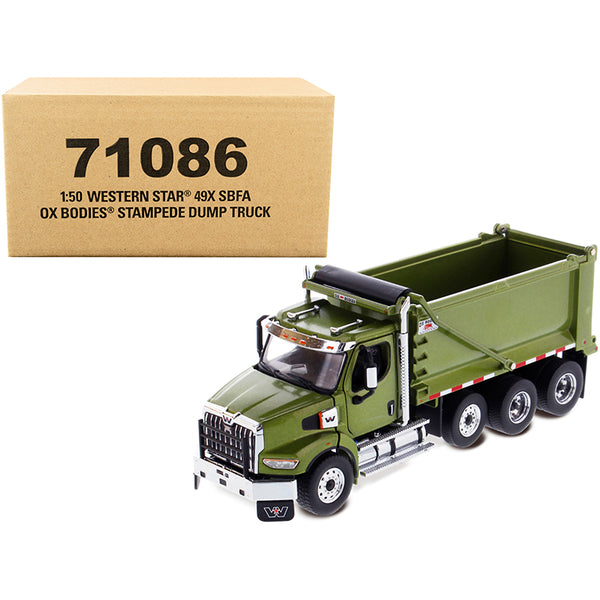 Western Star 49X SBFA OX Bodies Stampede Dump Truck Olive Green Metallic "Transport Series" 1/50 Diecast Model by Diecast Masters