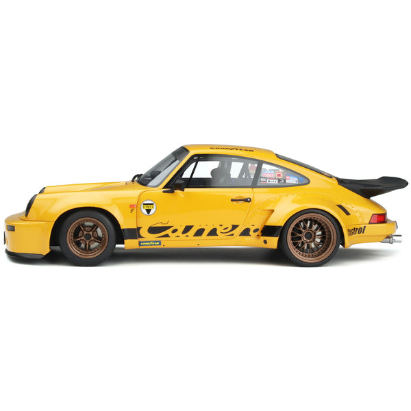 Porsche 911 RSR Hommage "Watahiki" Yellow with Graphics 1/18 Model Car by GT Spirit