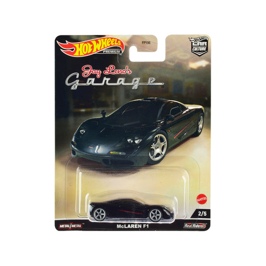 McLaren F1 Black with Red Stripes "Jay Lenos Garage" Diecast Model Car by Hot Wheels