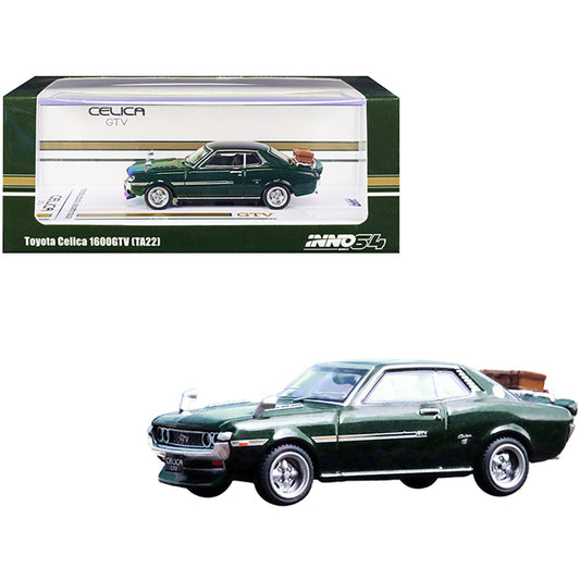 Toyota Celica 1600GTV (TA22) RHD (Right Hand Drive) with Luggage Dark Green Metallic 1/64 Diecast Model Car by Inno Models