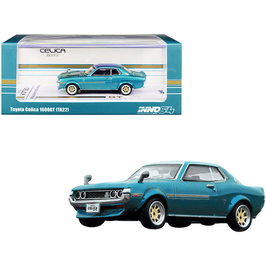 Toyota Celica 1600GTV (TA22) RHD (Right Hand Drive) Blue Metallic 1/64 Diecast Model Car by Inno Models