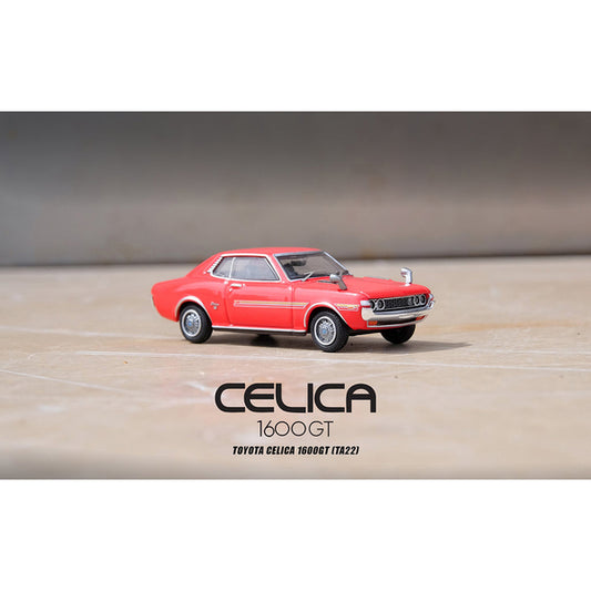 Toyota Celica 1600GT (TA22) RHD (Right Hand Drive) Red with Stripes 1/64 Diecast Model Car by Inno Models