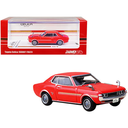 Toyota Celica 1600GT (TA22) RHD (Right Hand Drive) Red with Stripes 1/64 Diecast Model Car by Inno Models