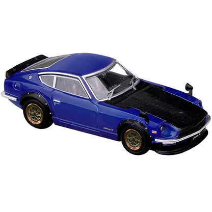 Nissan Fairlady Z (S30) RHD (Right Hand Drive) Blue Metallic with Carbon Hood 1/64 Diecast Model Car by Inno Models