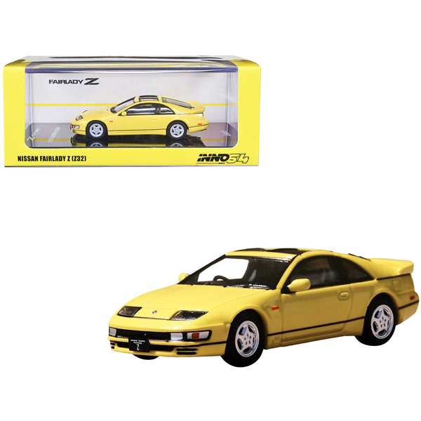 Nissan Fairlady Z (Z32) RHD (Right Hand Drive) Yellow Pearlglow with Sunroof and Extra Wheels 1/64 Diecast Model Car by Inno Models