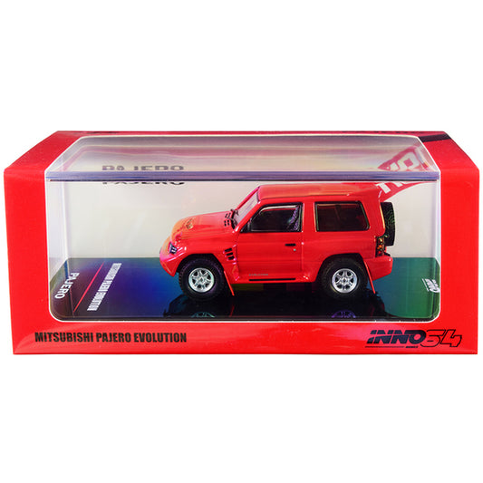 Mitsubishi Pajero Evolution RHD (Right Hand Drive) Red with Extra Wheels 1/64 Diecast Model Car by Inno Models