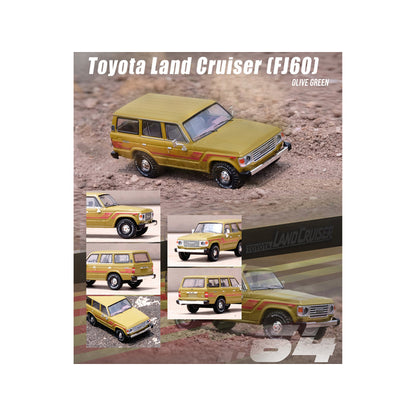 Toyota Land Cruiser (FJ60) Olive Green with Stripes 1/64 Diecast Model Car by Inno Models