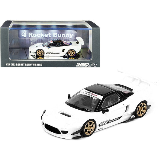 NSX (NA) Rocket Bunny V2 Aero RHD (Right Hand Drive) White with Black Top "Auto Fashion" 1/64 Diecast Model Car by Inno Models