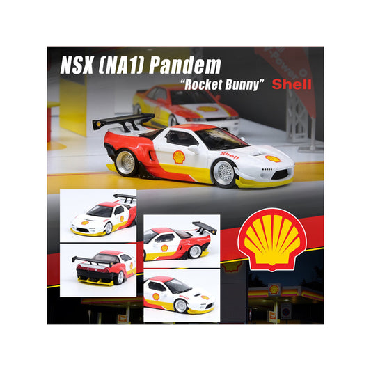 NSX (NA1) Pandem Rocket Bunny Red and White with Yellow Accents "Shell" 1/64 Diecast Model Car by Inno Models