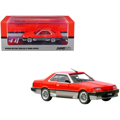 Nissan Skyline 2000 RS-X Turbo (DR30) RHD (Right Hand Drive) Red and Silver with Black Stripes 1/64 Diecast Model Car by Inno Models